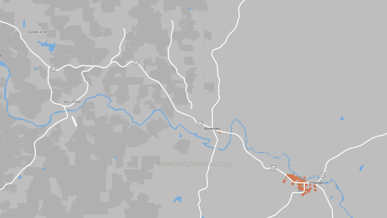 Bike Grade map of Ravenden, AR