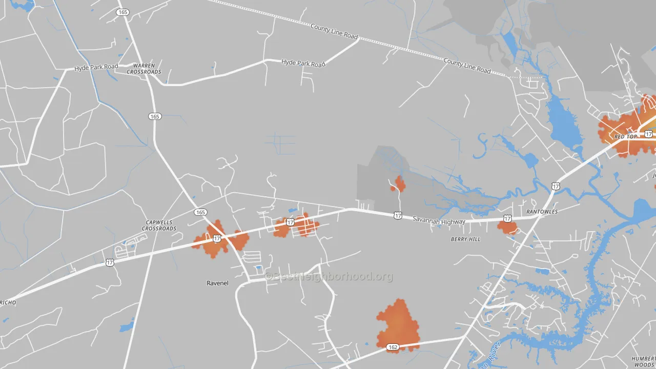 Bike Grade map of Ravenel, SC