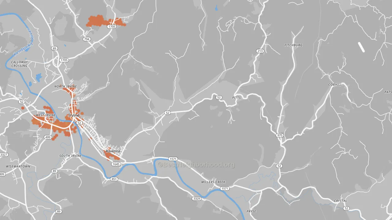 Bike Grade map of Ravenna, KY