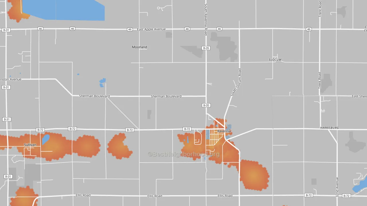 Bike Grade map of Ravenna, MI