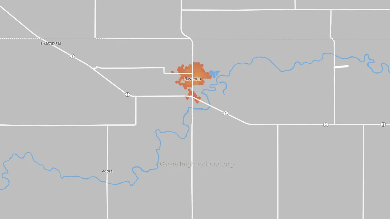 Bike Grade map of Ravenna, NE