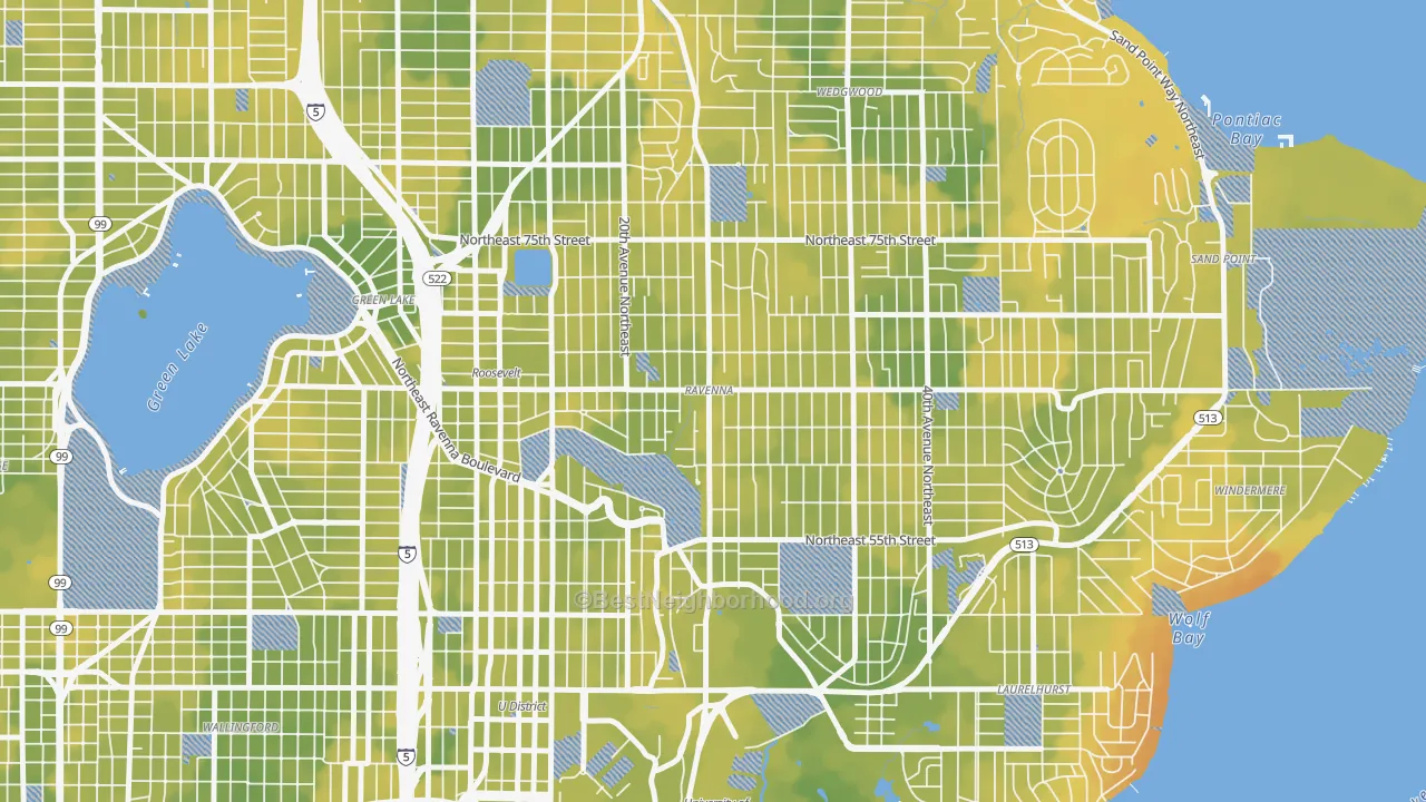 Bike Grade map of Ravenna, Seattle, WA