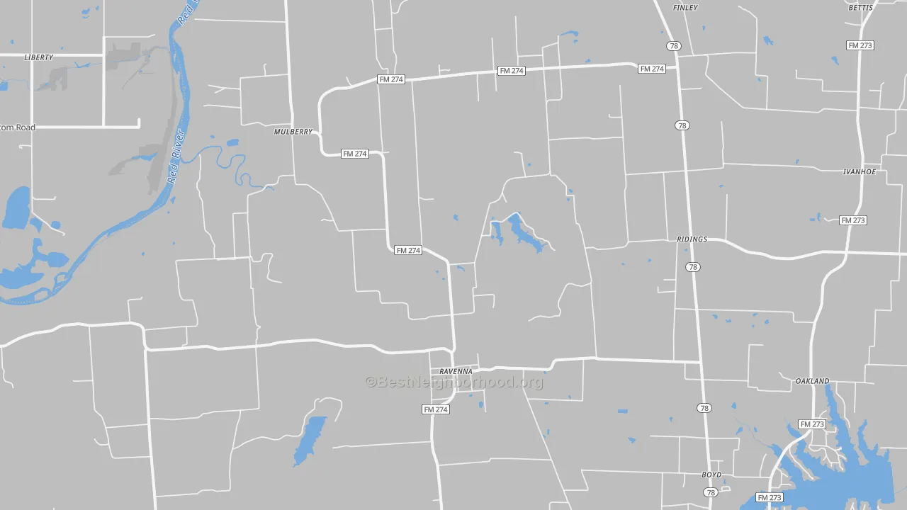 Bike Grade map of Ravenna, TX