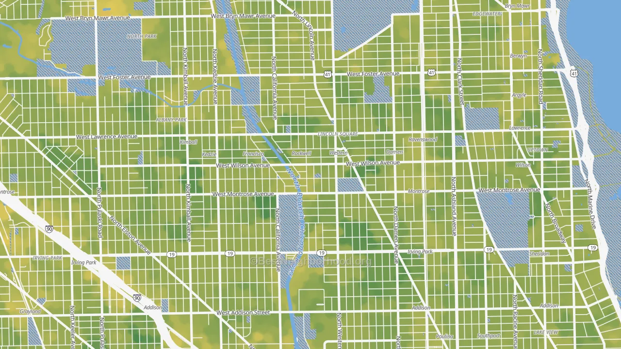 Bike Grade map of Ravenswood Gardens, Chicago, IL