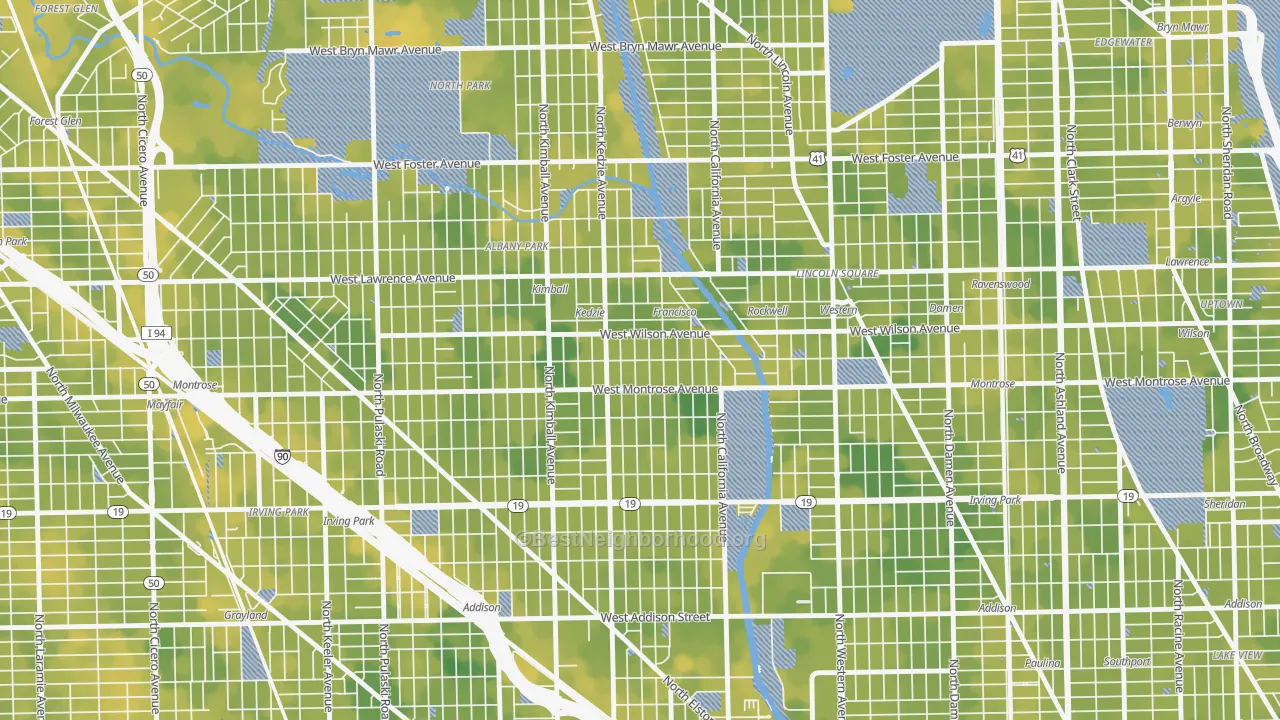 Bike Grade map of Ravenswood Manor, Chicago, IL