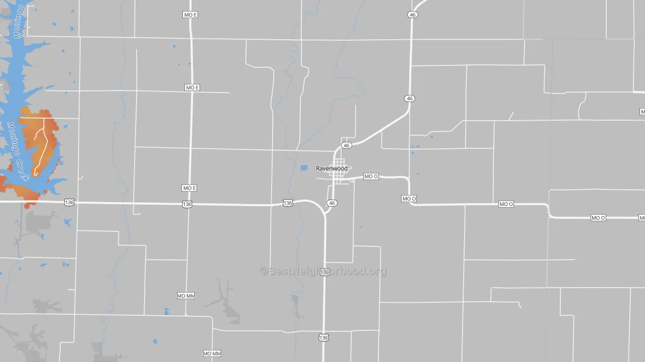 Bike Grade map of Ravenwood, MO