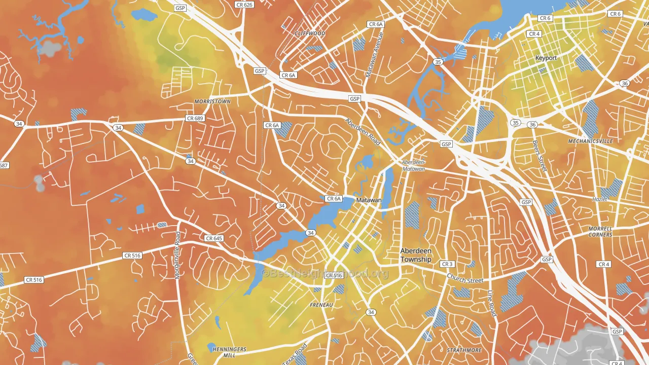 Bike Grade map of Ravine Gardens, Matawan, NJ