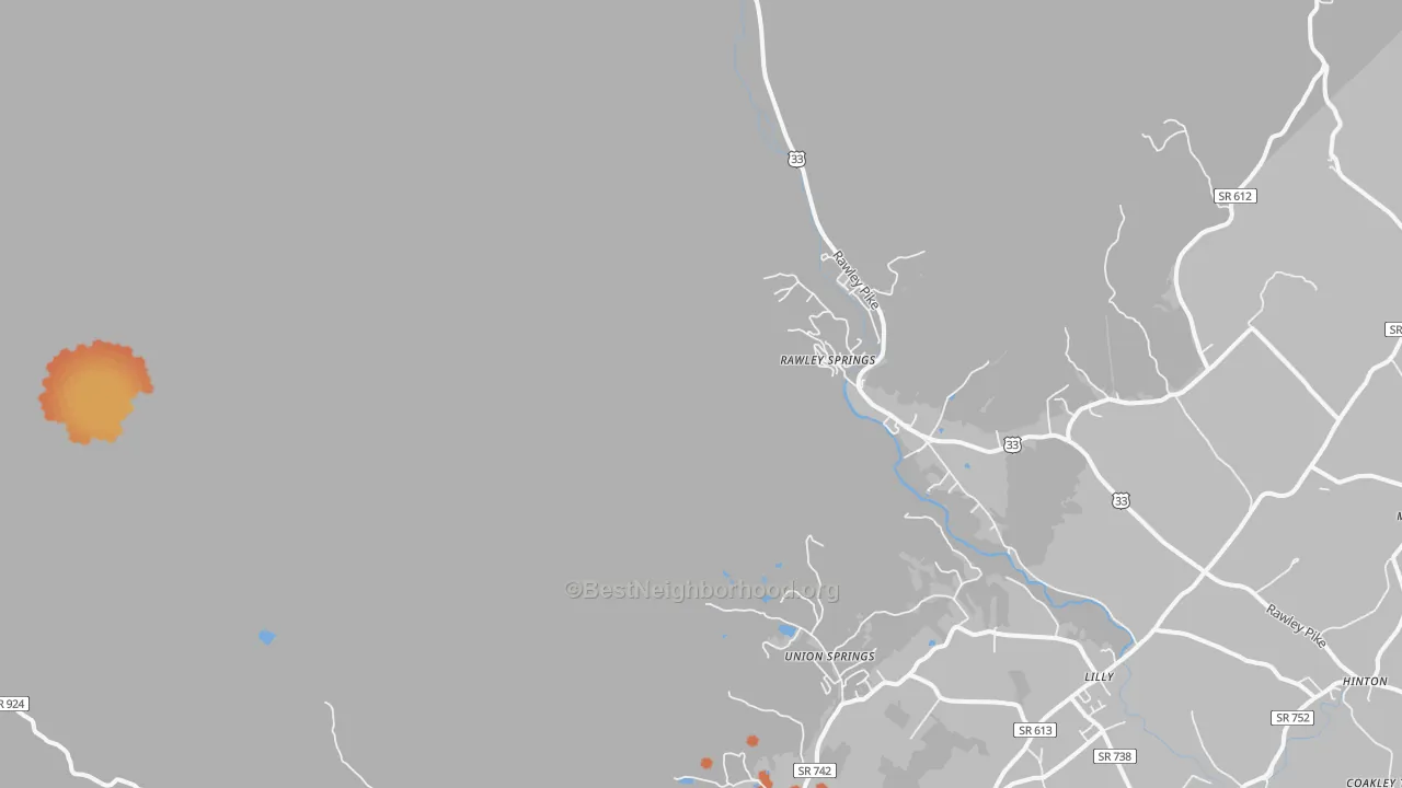 Bike Grade map of Rawley Springs, VA