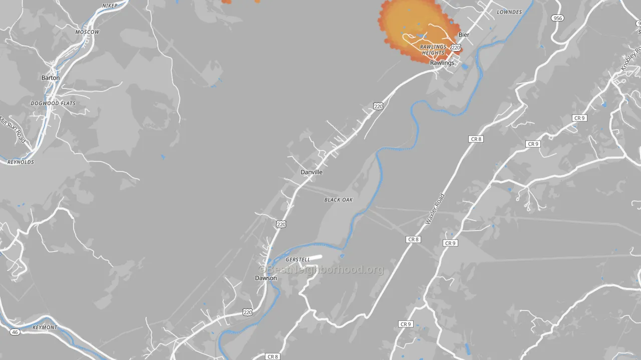 Bike Grade map of Rawlings, MD