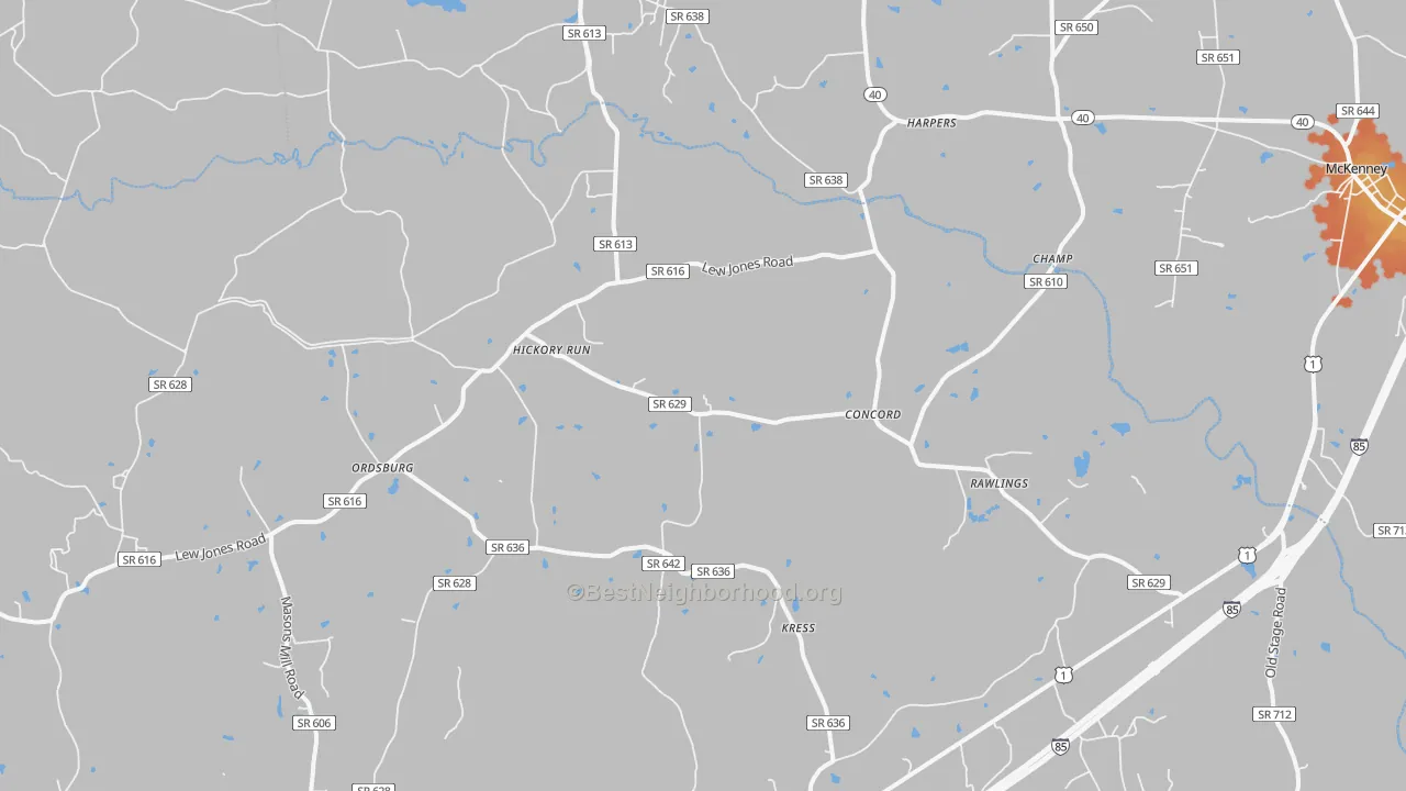 Bike Grade map of Rawlings, VA