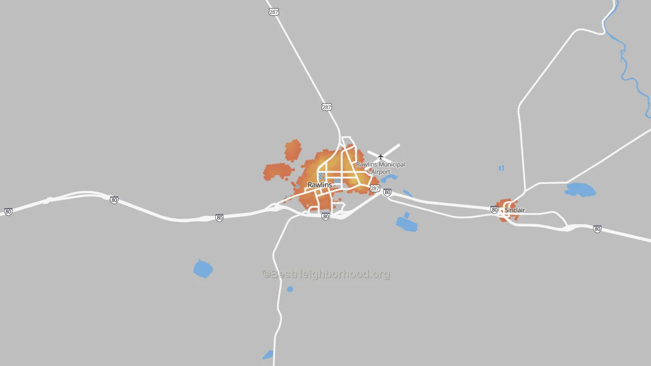 Bike Grade map of Rawlins, WY
