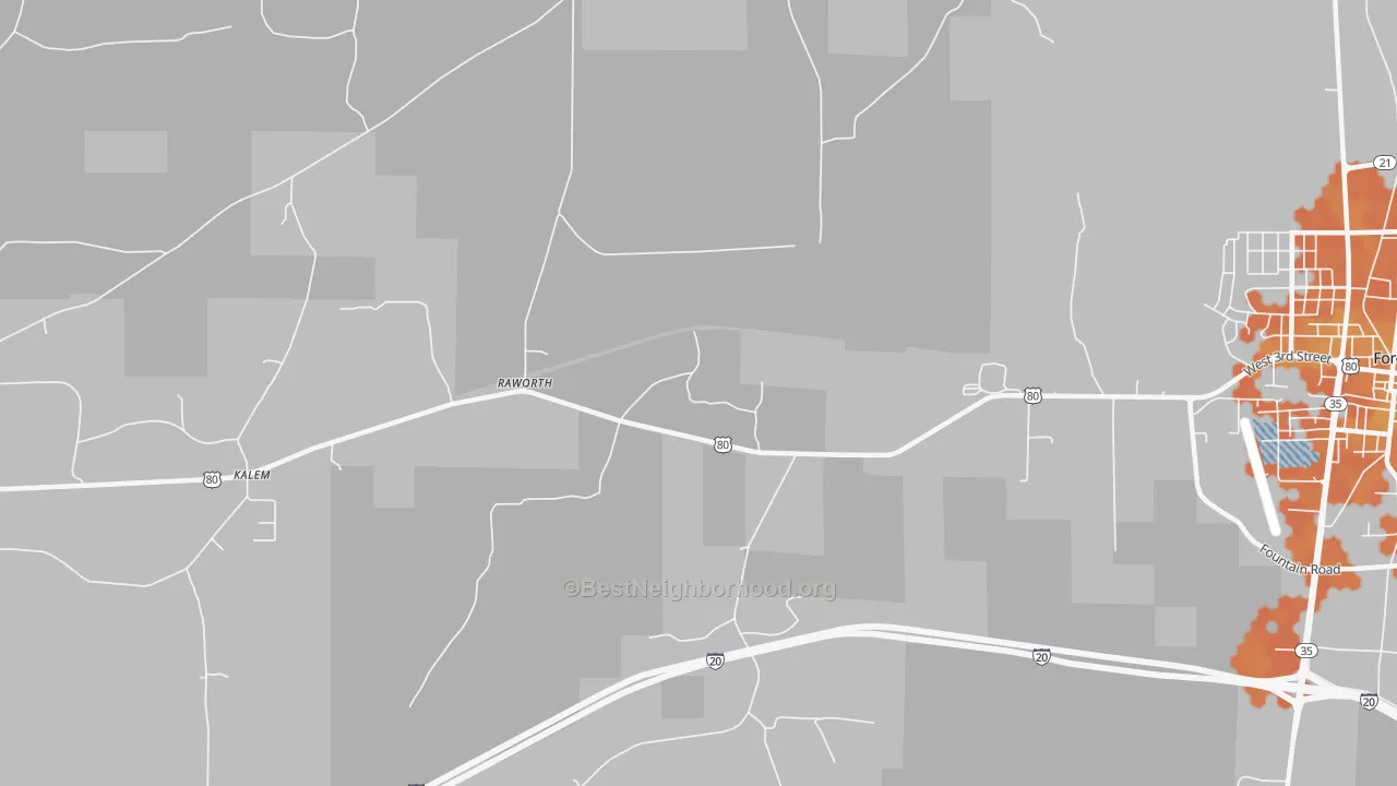 Bike Grade map of Raworth, MS