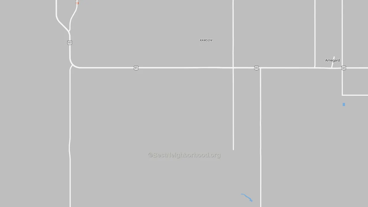 Bike Grade map of Rawson, ND