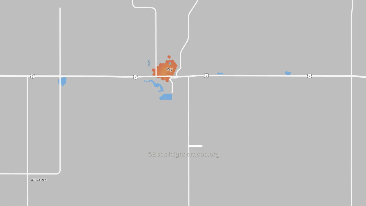 Bike Grade map of Ray, ND