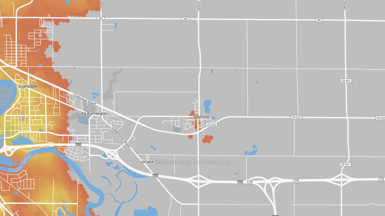 Bike Grade map of Raymond, IA
