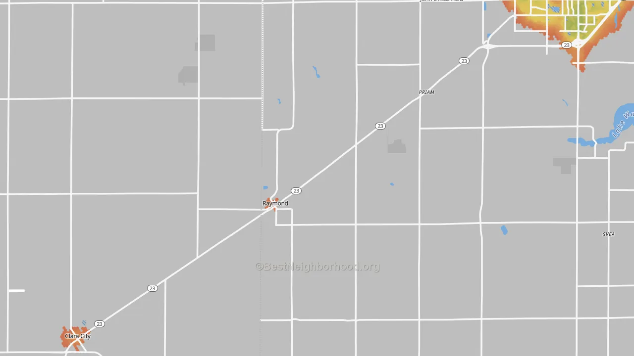 Bike Grade map of Raymond, MN