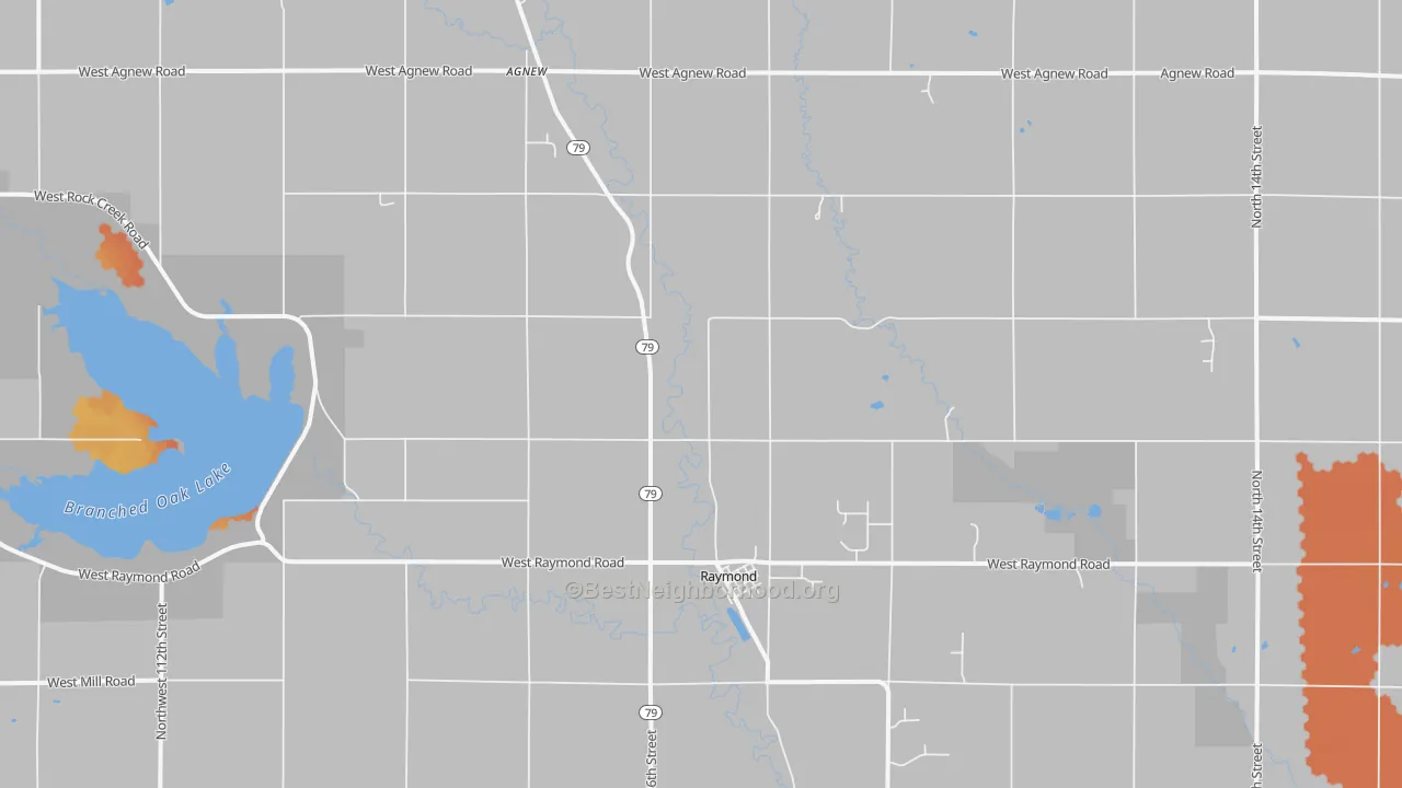 Bike Grade map of Raymond, NE