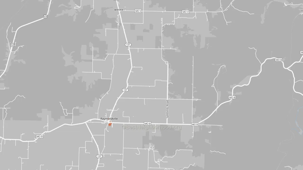 Bike Grade map of Raymondville, MO