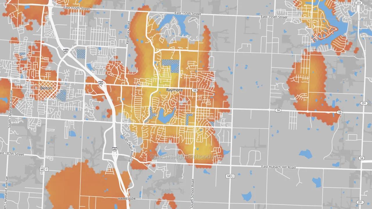 Bike Grade map of Raymore, MO
