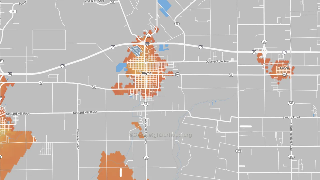 Bike Grade map of Rayne, LA
