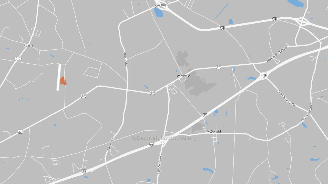 Bike Grade map of Raynham, NC