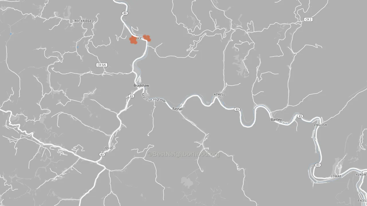 Bike Grade map of Raysal, WV