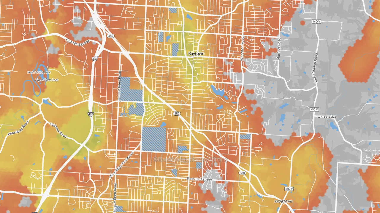 Bike Grade map of Raytown, MO