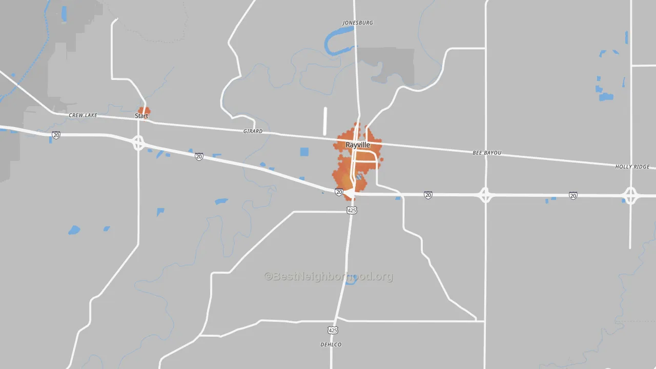 Bike Grade map of Rayville, LA