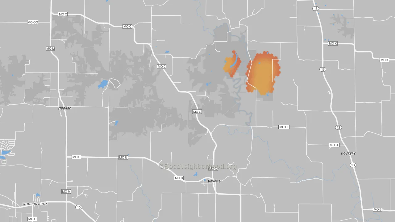 Bike Grade map of Rayville, MO