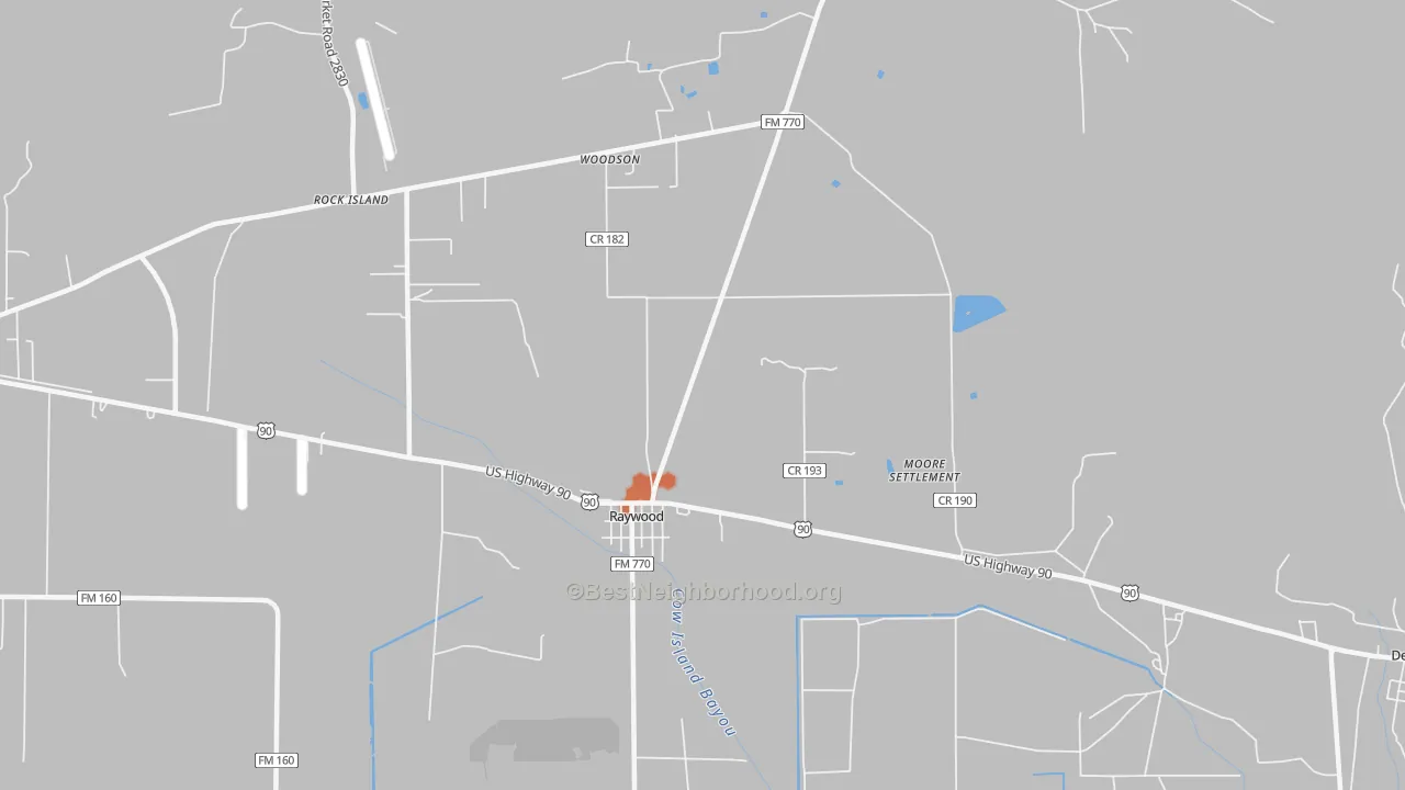 Bike Grade map of Raywood, TX
