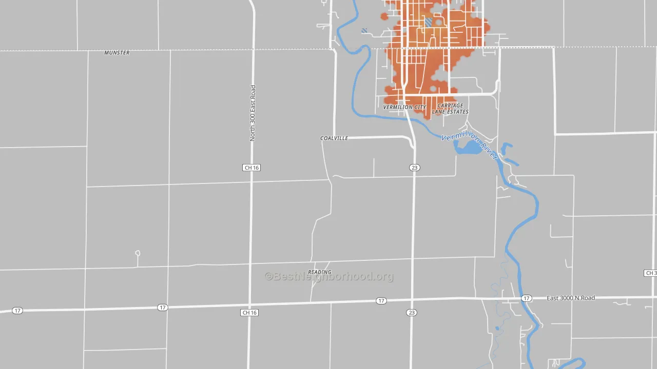 Bike Grade map of Reading, IL