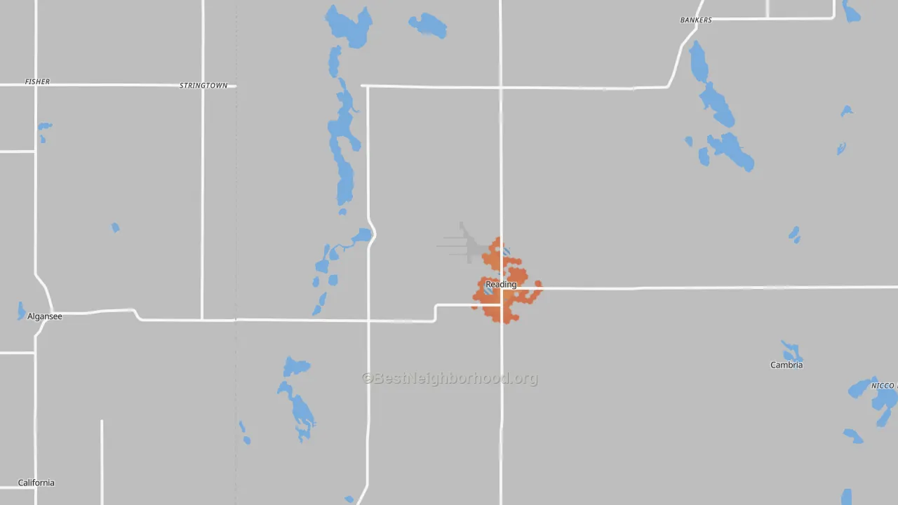 Bike Grade map of Reading, MI