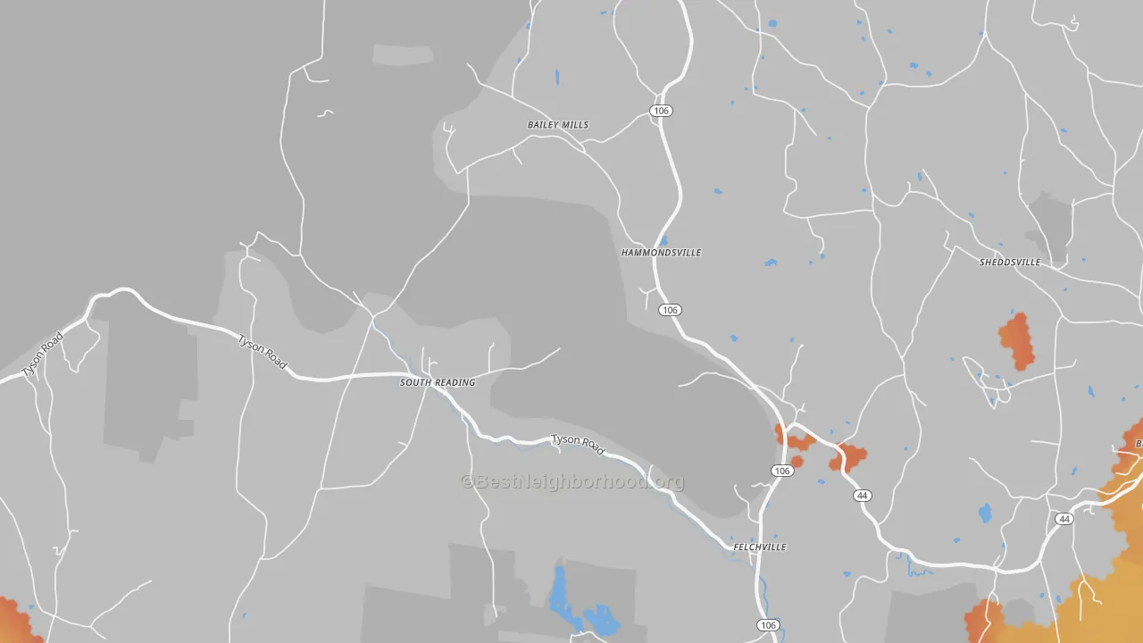 Bike Grade map of Reading, VT