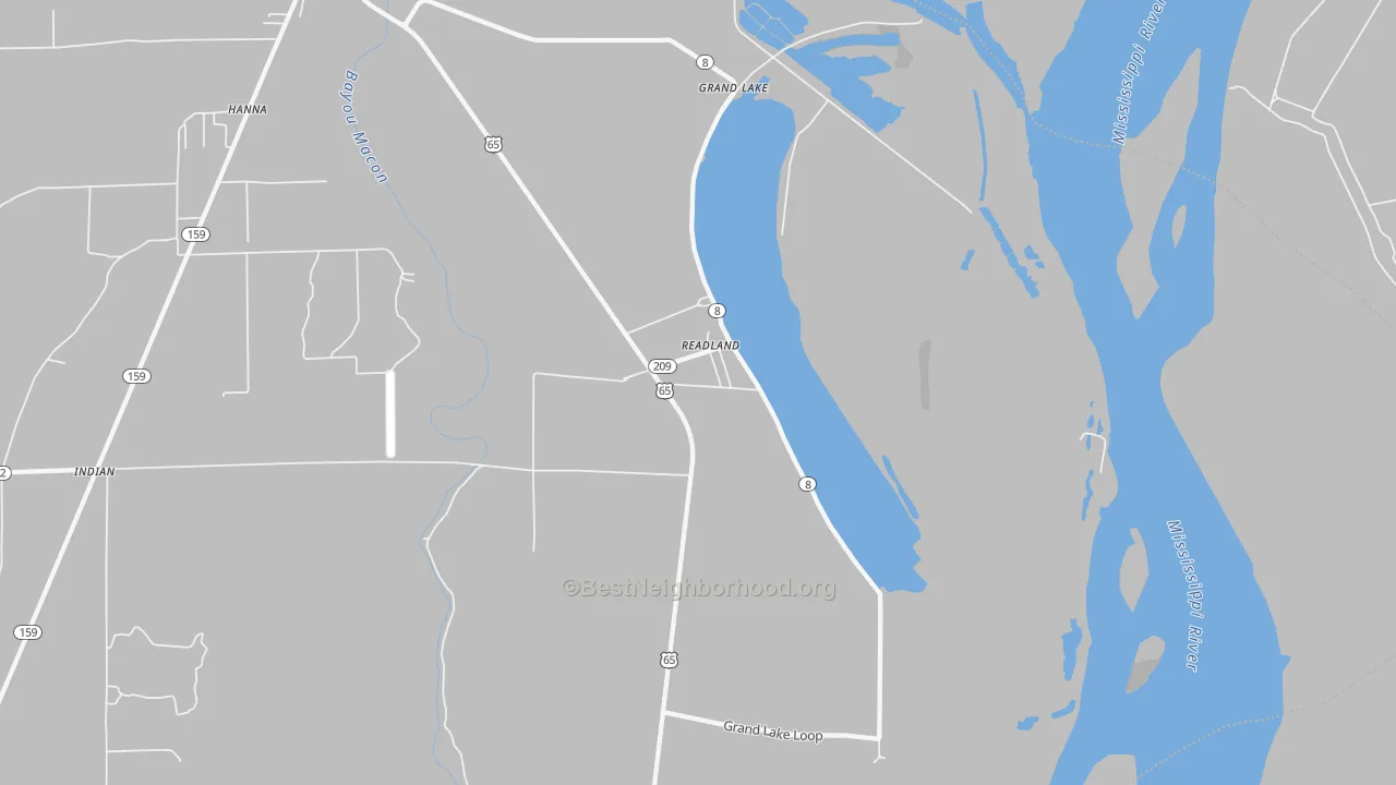 Bike Grade map of Readland, AR