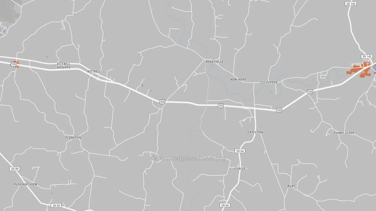 Bike Grade map of Readyville, TN