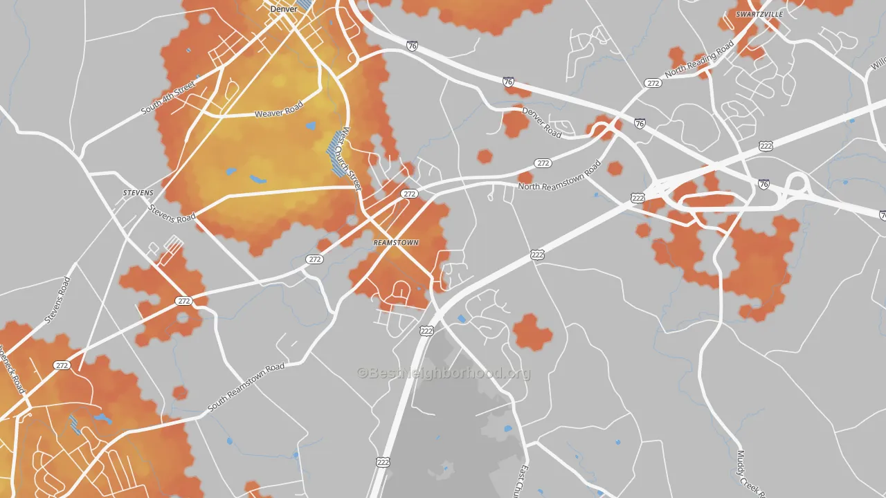 Bike Grade map of Reamstown, PA