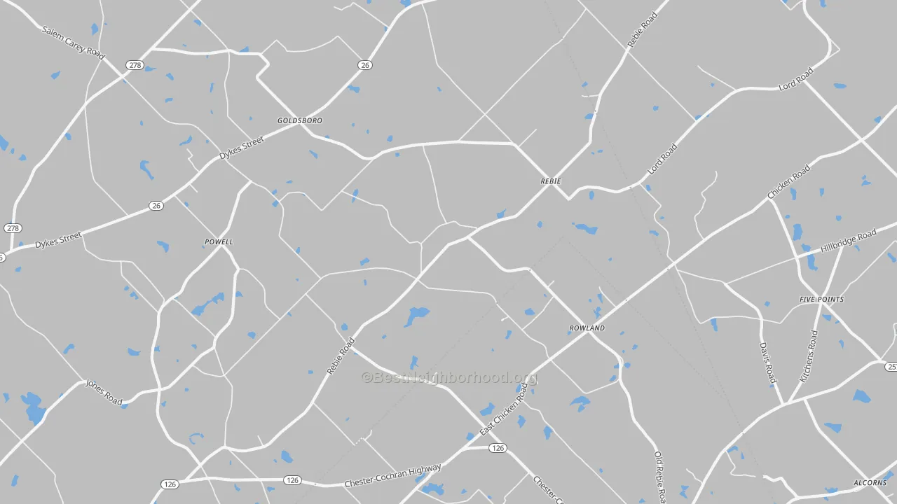 Bike Grade map of Rebie, GA