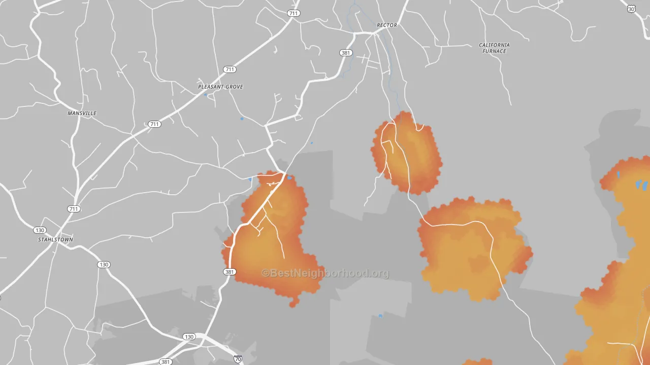 Bike Grade map of Rector, PA