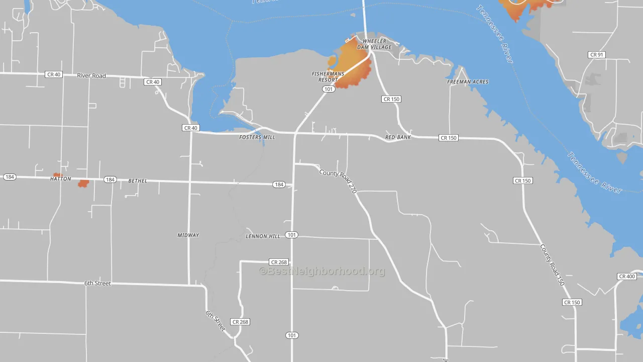 Bike Grade map of Red Bank, AL