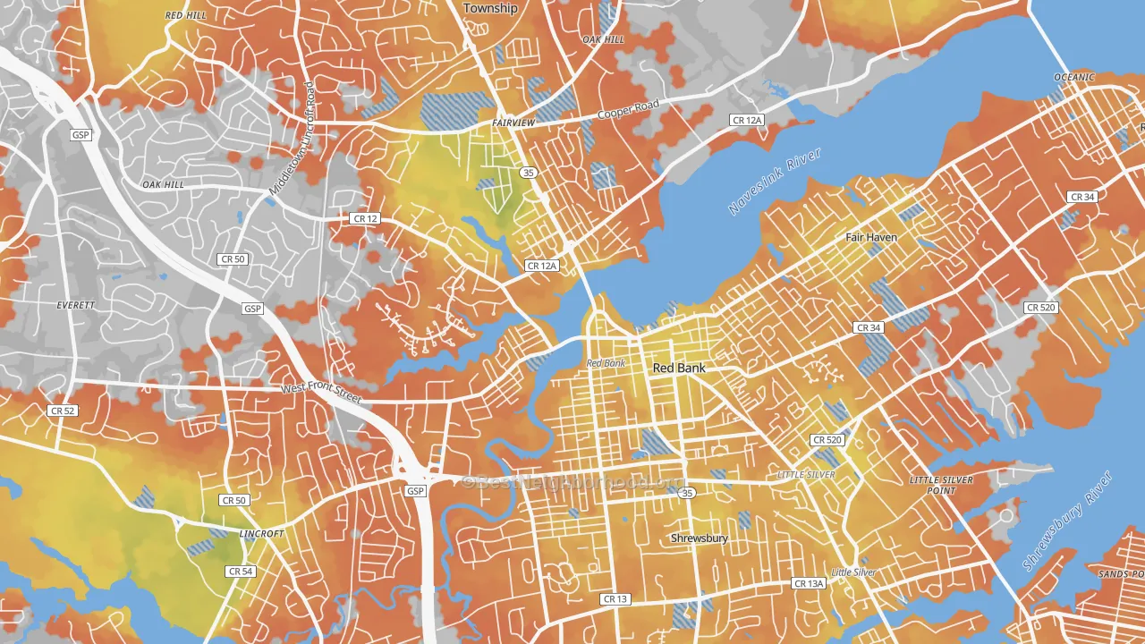 Bike Grade map of Red Bank, NJ