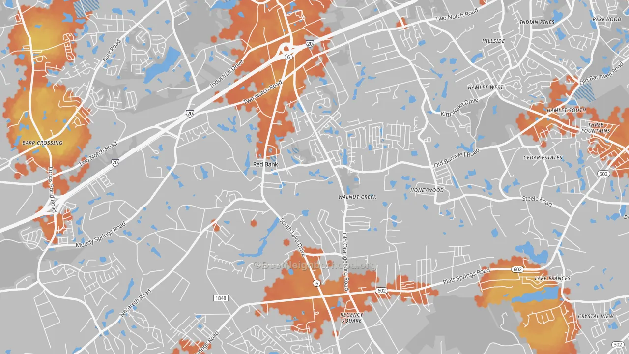 Bike Grade map of Red Bank, SC