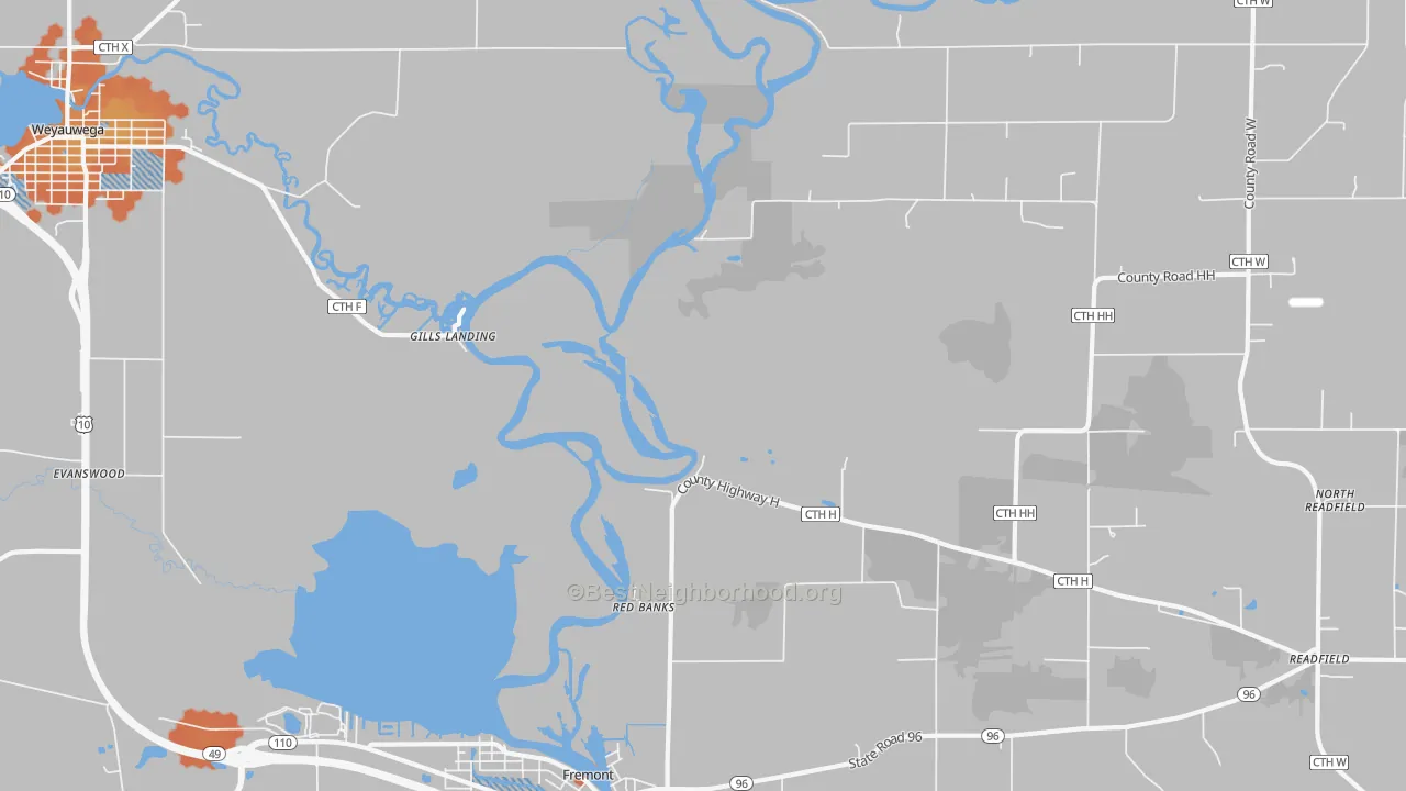Bike Grade map of Red Banks, WI