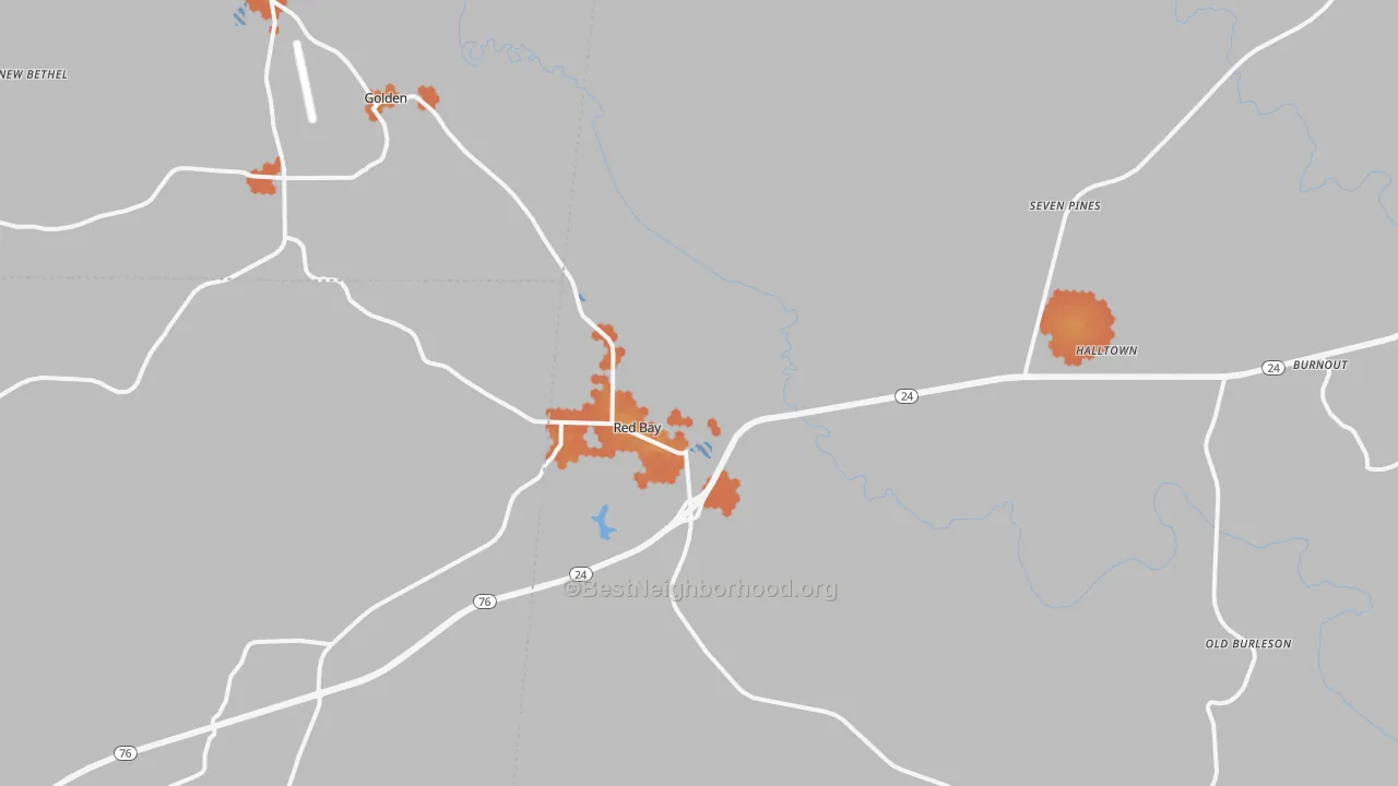 Bike Grade map of Red Bay, AL