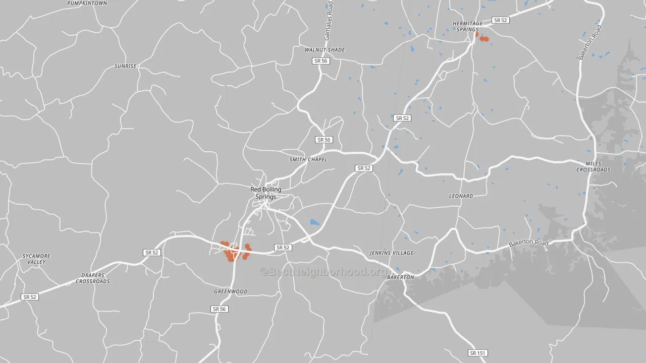 Bike Grade map of Red Boiling Springs, TN