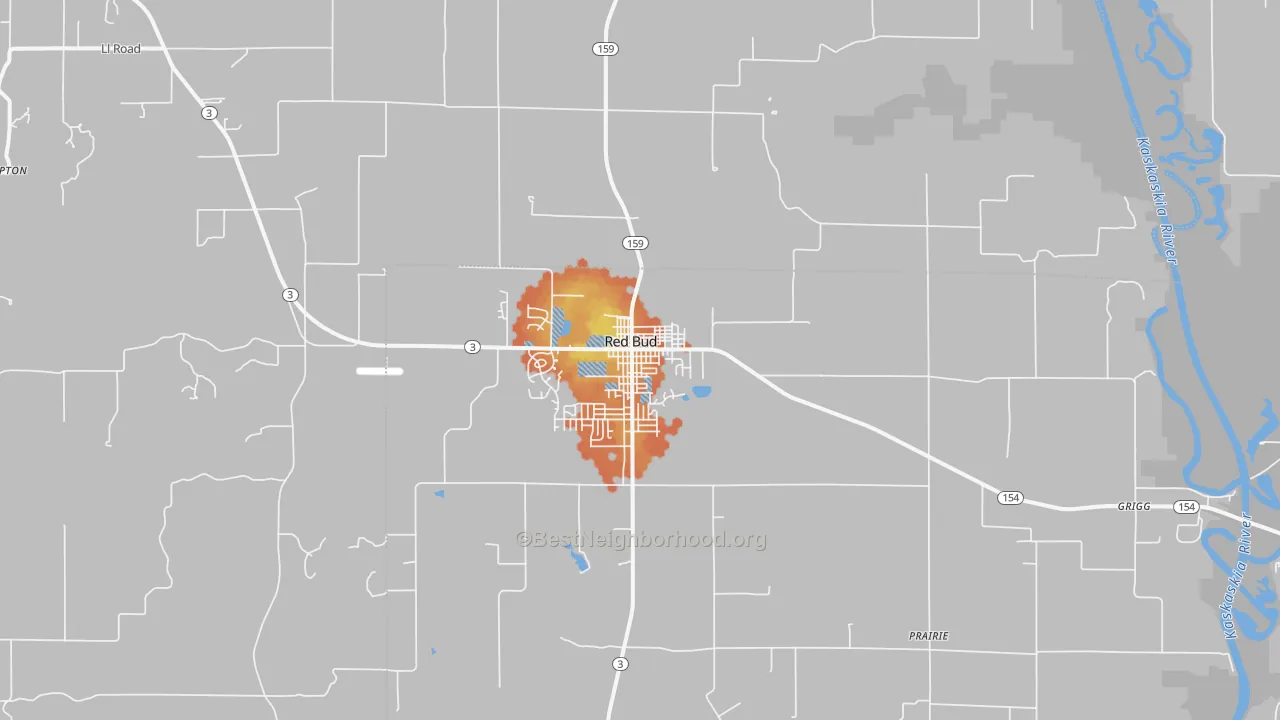 Bike Grade map of Red Bud, IL