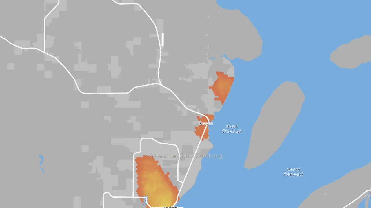 Bike Grade map of Red Cliff, WI