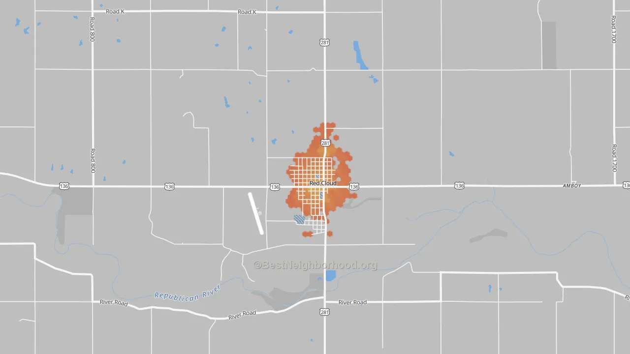 Bike Grade map of Red Cloud, NE