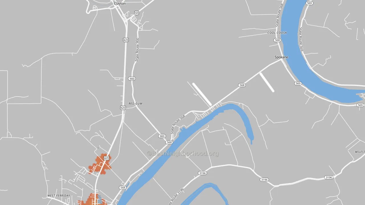 Bike Grade map of Red Gum, LA