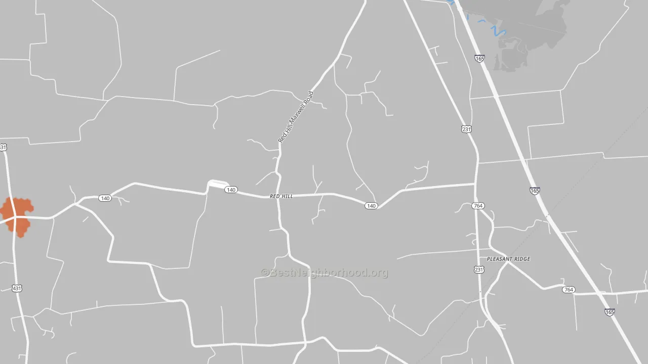 Bike Grade map of Red Hill, KY