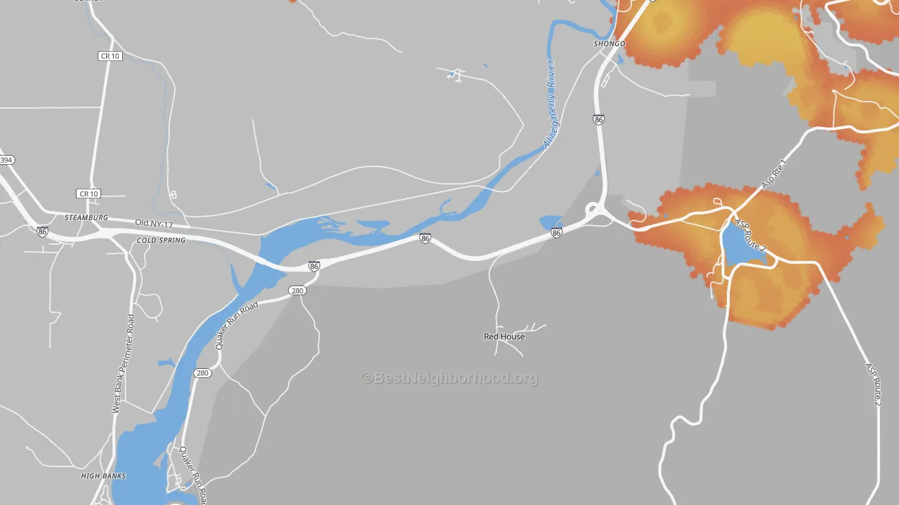 Bike Grade map of Red House, NY